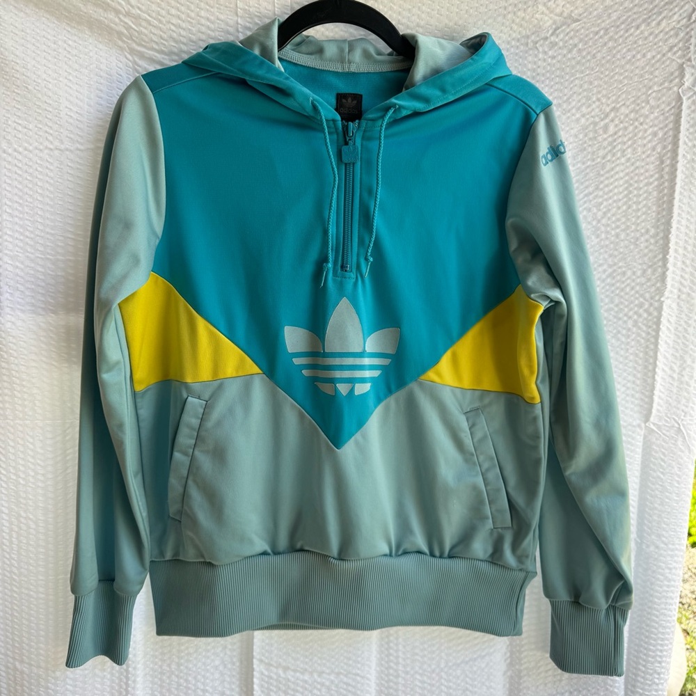 Adidas Blue and Yellow Zip Up Sweater Athletic Style
